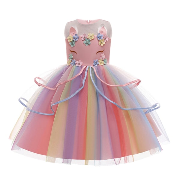 Prinsessa Tyttöjen Mekko Juhlamekko Sateenkaari Pitsi Juhlapuku Erikoistilaisuuksiin Prom Pink 150