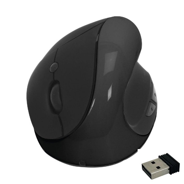Langaton tietokonehiiri pystysuoralla ja ergonomisellä otteella, musta
