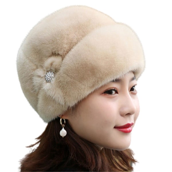 Faux Fur Trimmet Vinter Mote Hat For Women Fasjonable utendørs varme luer Bursdagsgave