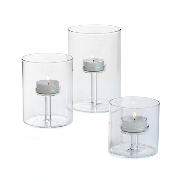 Glass Telysholder Stearinlys Sett med 3 Klart Votiv Lysholdere for Bryllup Fest Hjem Stue Dekorasjon