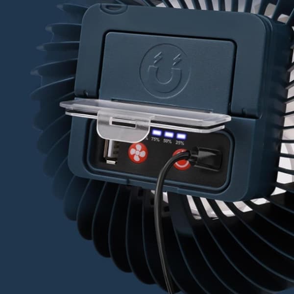 2-i-1 Campinglanterne med Ventilator, Bærbar Bordventilator og LED-lampe, Perfekt til Camping, Udendørs og Hjemme, Langvarig Belysning og Luftcirkulation