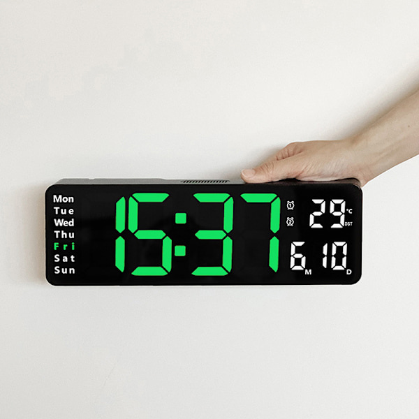 LED Digital Väggklocka Elektronisk Väggfjärrkontroll Temperatur Datum