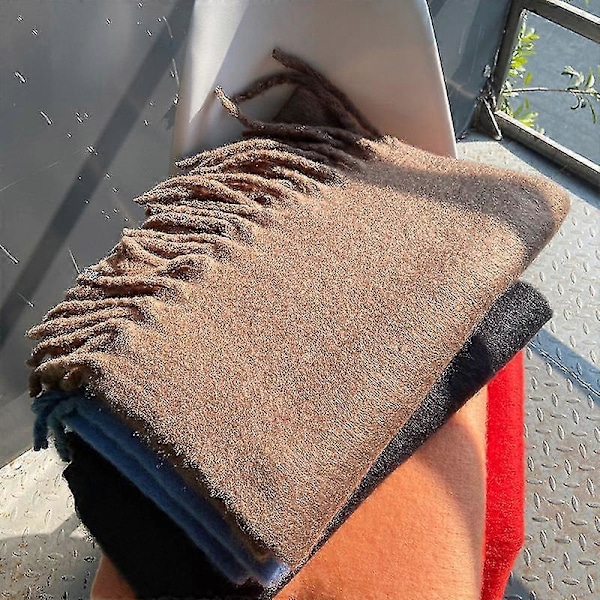 Tykt blødt glutinøst mohair tørklæde nyt klein blåt tørklæde dame sjal varmt tørklæde Khaki dark brown