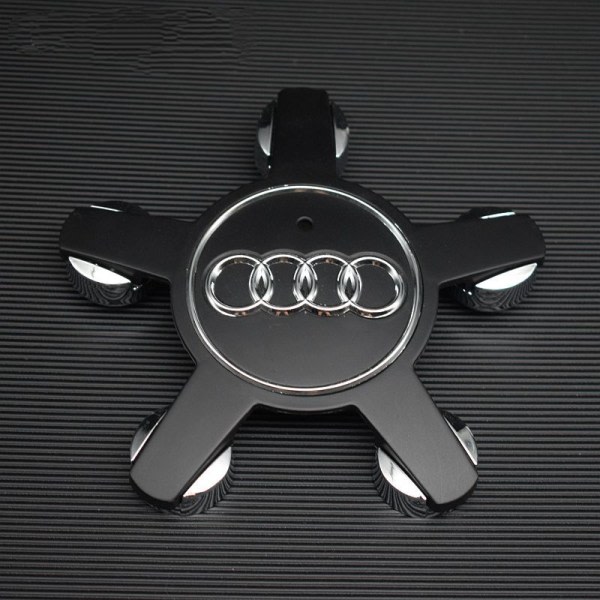 Passar till Audi 134mm Fem-Klor Hjulnavslock Emblem A6 A4L-Audi 5-Klor Konvex Sub-Svart (Fyra Pack)