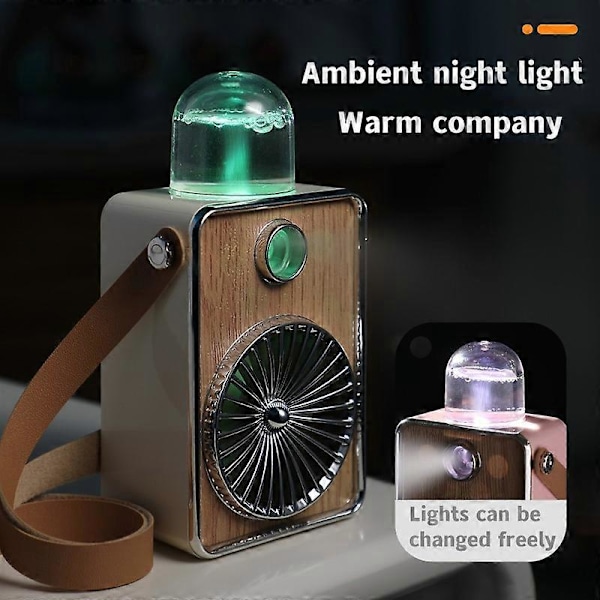 Ladattava kannettava tuuletin Vintage-suihkutuletin Sähköinen USB Langaton jäähdytin Mini-retkeily Lataava ilmakostutin Käsituuletin Green fan