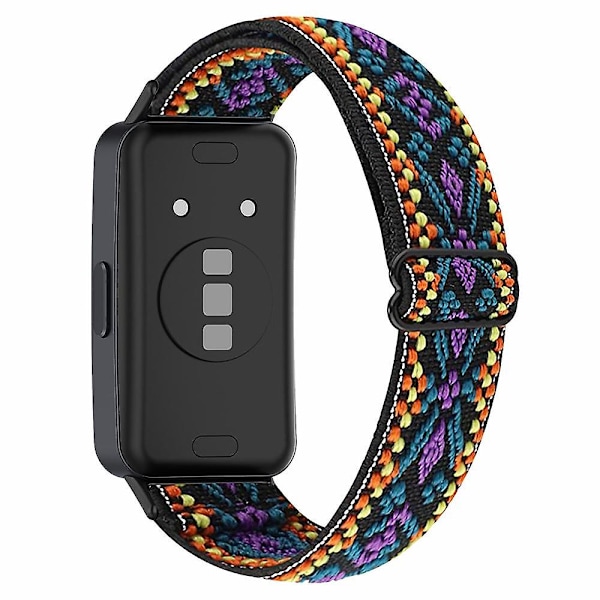 Bohemian Style Elastisk Nylon Smartwatch Rem til Huawei Band 8 - Udskiftning Purple, Purple Huawei Band 8