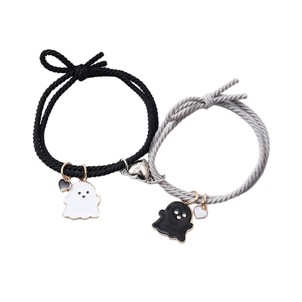 2 kpl Elastista Narua Rakkaus Sydän Magneetilla Imuva Ranneke Halloween Haamu Ripus Halloween Haamu Ripus Pari Ranneke Miehet Naiset Korut Lahja Qinghai Black - Gray