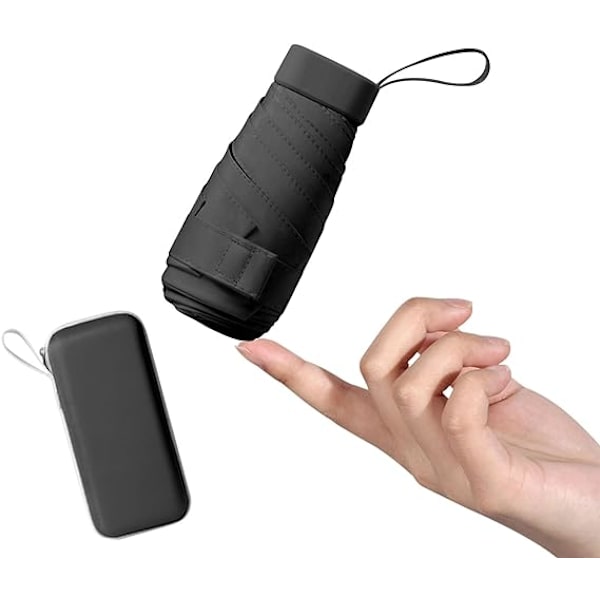 Mini paraply med UV-beskyttelse, let og kompakt paraply til kvinder og børn, bærbar paraply med opbevaringsboks