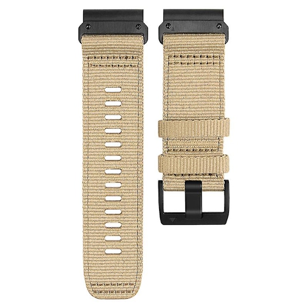 Nylon Canvas Snabbspänne Band för Garmin Tactix 7 Pro / Fenix 7X / 6X Pro, 26mm Sportklockarmband Khaki