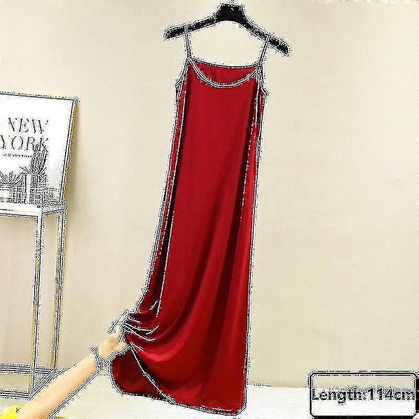 Sømløse Underkjoler Dame Størrelse Ermeløs Ice Silk Underkjole Underskjørt S _h Wine Red-114cm L Weight(55-65kg)