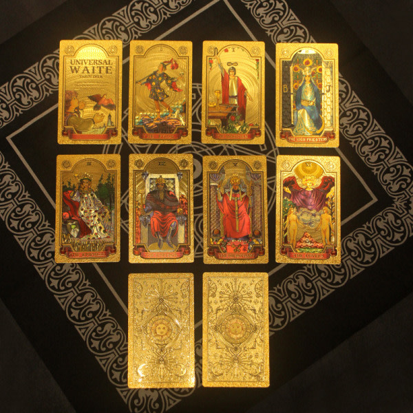 Luksuriøse gullfolie Tarot Oracle-kort Divinasjon Skjebne høy kvalitet Gull én størrelse