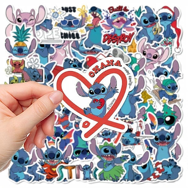 50 kpl Disney Lilo & Stitch vedenpitäviä tarroja - Kestäviä PVC-tarroja kannettaville tietokoneille, vesipulloille, puhelimille ja muille