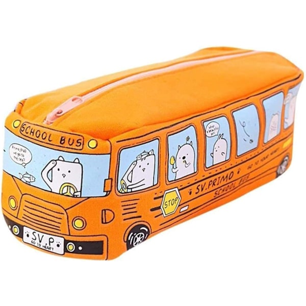 Bus design pencil case, canvas pencil case for students, students