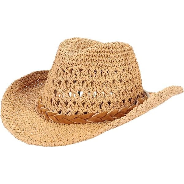 Foldbar Cowboy Hat, Formbar Bredskygge Solbeskyttelse Halmhatte Voksne Forår Sommer Anti UV Solhat Rejse Strand Cap