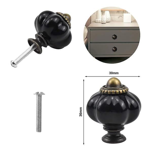 svarta vintage pumpaknoppar, antika möbelhandtag, låda