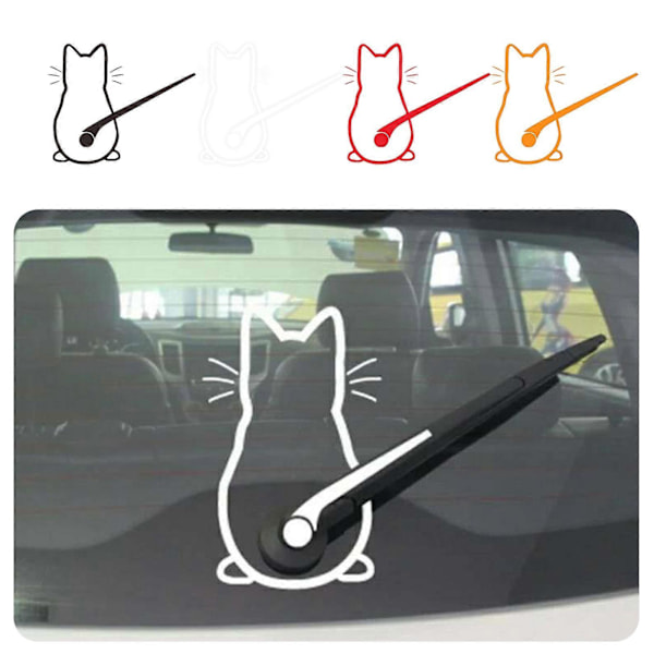 Søte Katter Bil Vindusvisker Dekaler Morsomme Katt Bevegelig Hale Reflekterende Klistremerker Black