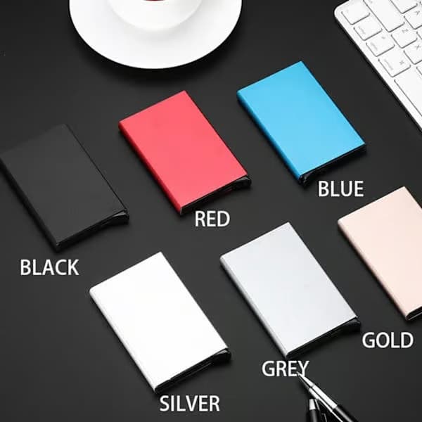 Kortholder med RFID-beskyttelse, aluminiumsrom, 6 farger silver