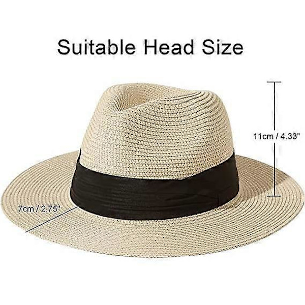 Sommer Strand Solhatte til Mænd Bredskygget Stråhat Black M