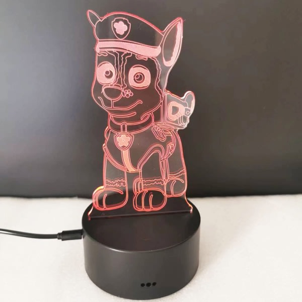 3D Nattlys Paw Patrol Toys Illusion Lamp USB Touch Control