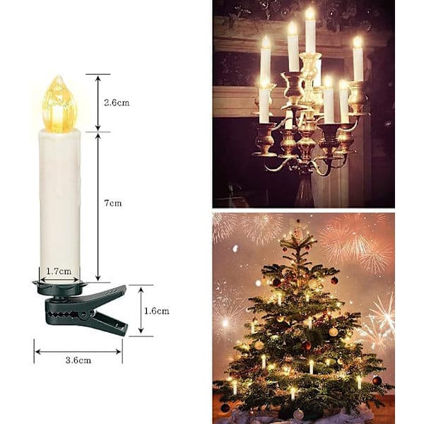 10 stk. LED-lys LED-lys, trådløse, dimbare lysestaker, flammeløse julelys