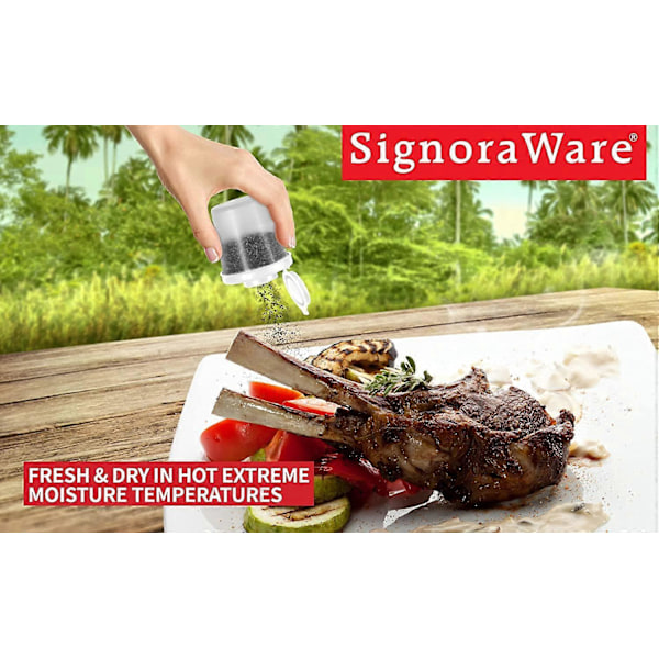 WARE Små Salt- og Peberbøsser til Rejser, Camping og Take-Away - Låsbare - 40g, Pakke med 2 Små sorte white Medium