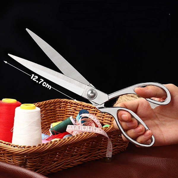 10,5'' Silver Rostfritt Stål Skarpa Skräddarsaxar Klädsaxar Grill Klipp Justerbar Kökssax Tyg Tunga Silver