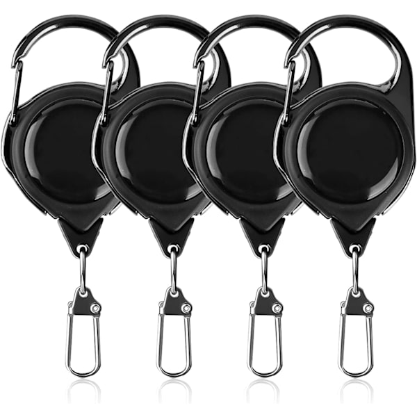 4 st Fiske Retractor Retractable Karabiner, Flugfiske Retractor Retractable Badge Holder med Linspolen
