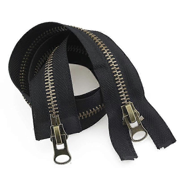 1 st DIY Sömnad Dubbel Dragkedja Lång Öppen Jacka Metall Dragkedja Tvåvägs Klädtillbehör 8# black 70cm