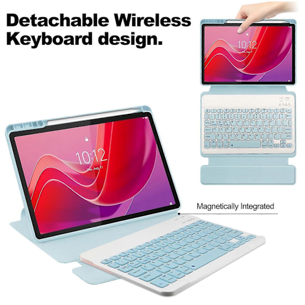 Etui for Lenovo Tab M11/Xiaoxin Pad 11 2024 PU+Akryl Tablett Stativdeksel med Bluetooth Tastatur Multicolor Style D