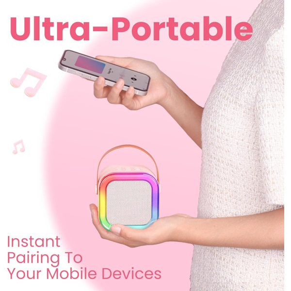 Karaoke-kone lapsille ja aikuisille, kannettava Bluetooth-kaiutin langattomalla mikrofonilla, lahjat syntymäpäiväkotijuhliin
