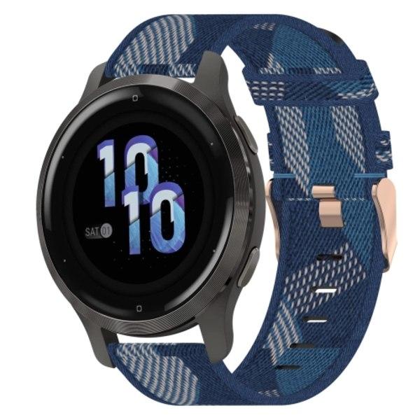 Til Garmin Venu 2S 18mm Nylon Flettet Rem Blue