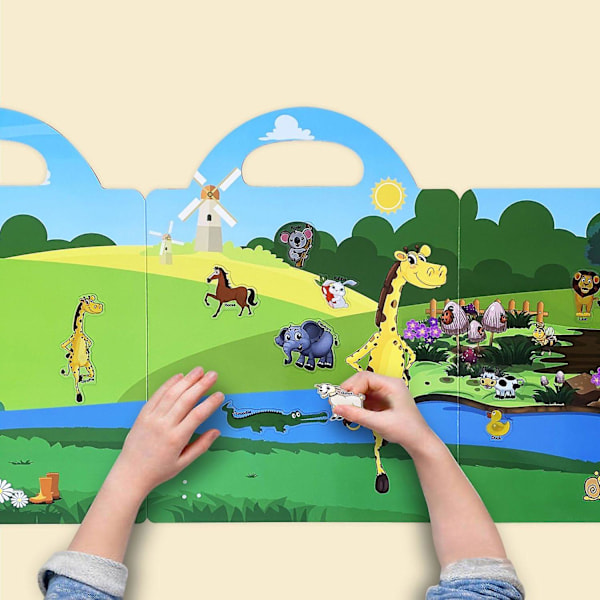 Uudelleenkäytettävä tarrakirja lapsille 3+ vuotta, esikoulun oppimistoiminta, hiljainen Busy Book, taaperon matkakirja Multicolor Fairy Tale
