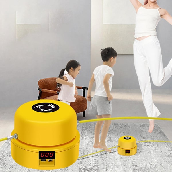 Hopprepsmaskin Justerbart Slitstarkt Hopprep för Vuxna Automatisk Räkning Elektriskt Hopprep för Kontor Förbättrar Styrkan Yellow 13cmx9cm