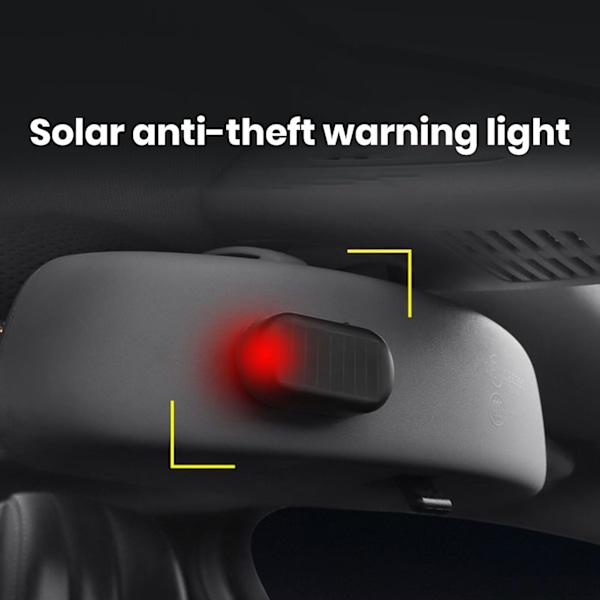 Billadvarningslampa med solenergi, anti-stöld, simulerad realistisk blinkande larmlampa, självhäftande, biltillbehör Red