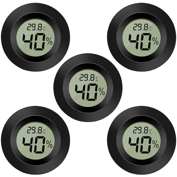 5-Pack LCD Digital Hygrometer Termometer, Innendørs Utendørs Fuktighetsmåler Temperaturmåler for luftfuktere Avfuktere Drivhus Kjeller Babyroom