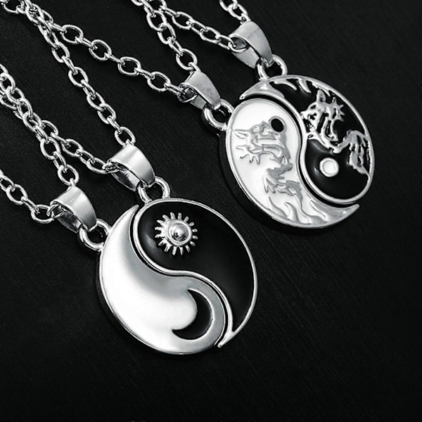Yin Yang -kaulakoru, personoitu aurinko-kuu-riipus, sopii pariskunnille B
