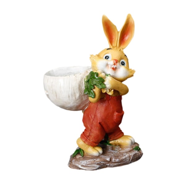 Påskhare Staty Blomkruka Balkongdekoration för Utomhusdekor Mångsidig Vit Yellow 16.7cmx11.5cmx25cm