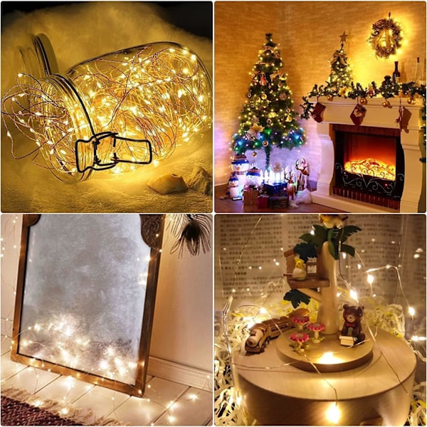 LED-keijuketjut paristokäyttöiset, 3 pakkausta 2M 20 LED mikrolankakeijuketjut makuuhuoneen purkkeihin laseihin hääjuhliin Warm White 3pcs