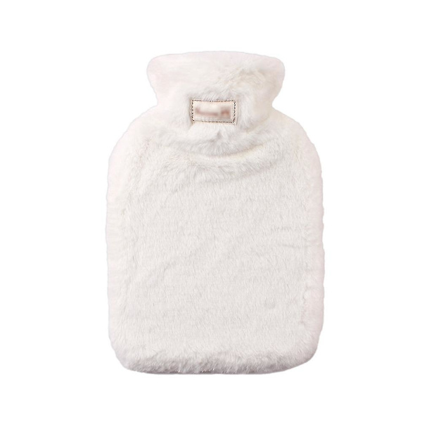 Varmvattenflaska med Mjukt Överdrag - Klassisk Varmvattenflaska för Smärtlindring, Nacke och Axlar, Fotvärmare, Mensvärk, Varm- och Kalla Terapi - Grå White