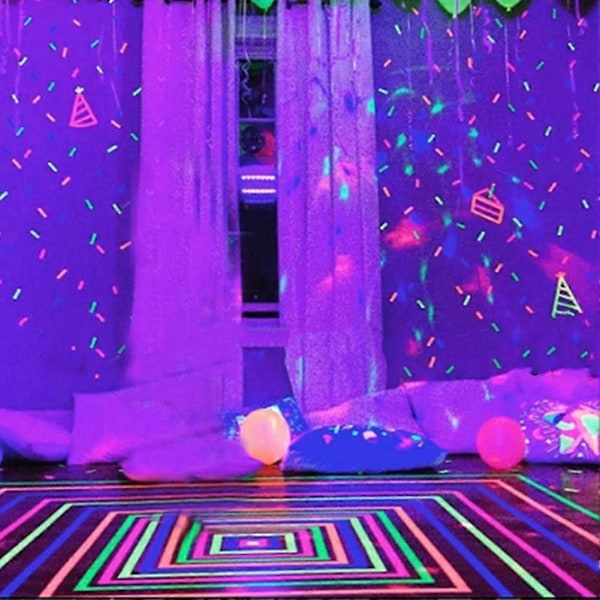 Fluorescerande Tygband - UV Svartljus Reaktiv Neon Gaffatejp för Glow Party Dekorationer/Semestertillbehör/Säkra Kablar 6 Färger