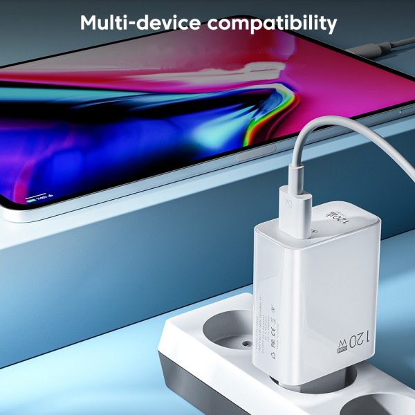 120W USB-lader Quick Charge QC3.0 USB C-kabel Type C-kabel Mobiltelefonlader for Huawei Samsung Xiaomi Quick Charge EU-White-10A