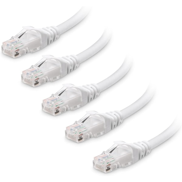 5-pack 10 Gbps snagless korta Cat6 Ethernet-kabel (Cat6-kabel, Cat 6-kabel)