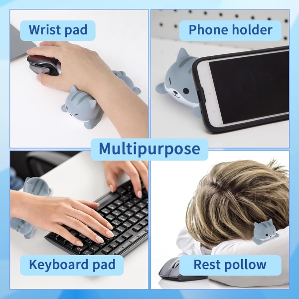 Söt handledsstöd för musmatta Liten katt handledsstöd Ergonomisk musmatta Mjukt minnesskum Handledsstöd Skrivbordsmatta för dator Laptop