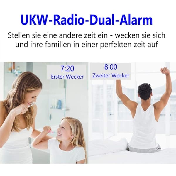 Ny Radio väckarklocka LED med 6\" display bordsklocka 12/