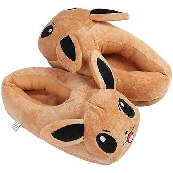 Cartoon Brun Söta Eevee Plyschtofflor Hemtofflor Anime Bomulls-tofflor Vintertofflor