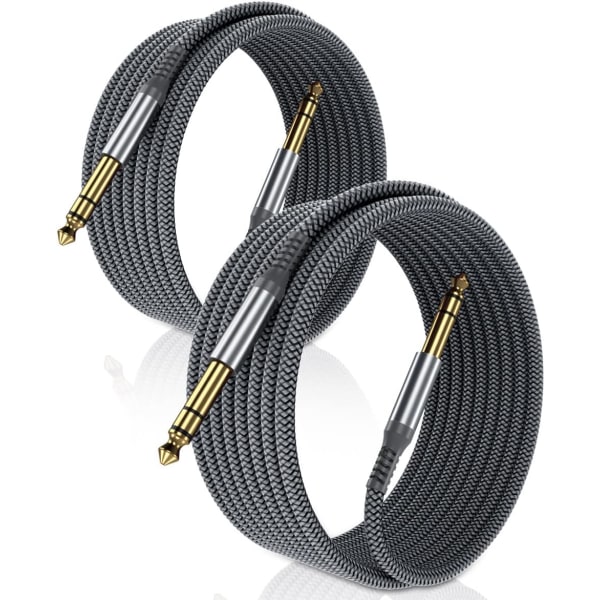 for Elebase 1/4" TRS Instrument Cable 3m 2-Pack, Straight 3.5 to 6.5 Male Stereo Audio Interconnect Cable for Electric Guitar, Bass, Keyboard, Mixer