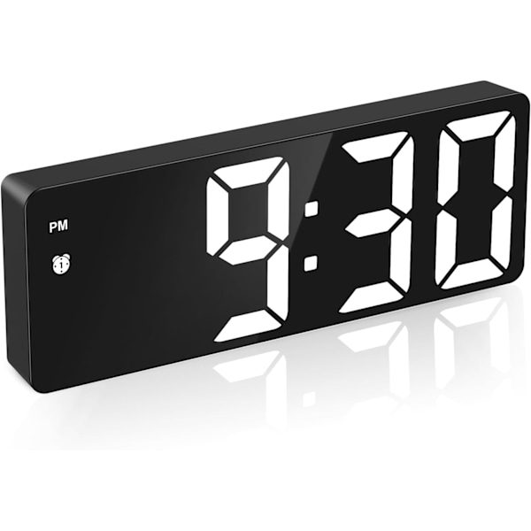 Digital väckarklocka, sängbordsväckarklocka med röst- och beröringsaktivering, batteridriven/USB-driven digitalklocka med stor LED-display, snooze-funktion