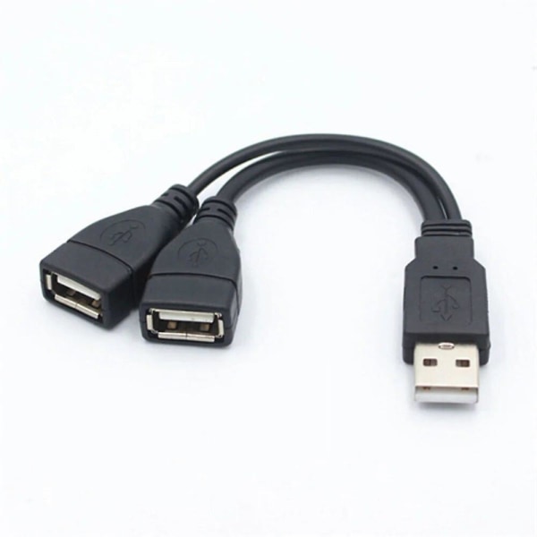 Hög kvalitet 1 hankontakt till 2 honuttag USB 2.0 förlängningslinje Datakabel Power Omvandlare Splitter USB 2.0-kabel
