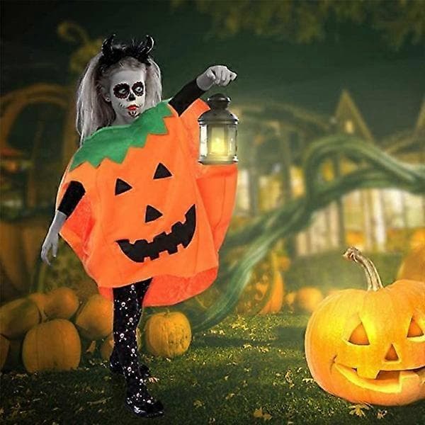 Vuxen Halloween Pumpadräkt Set Pumpa Kappa Poncho