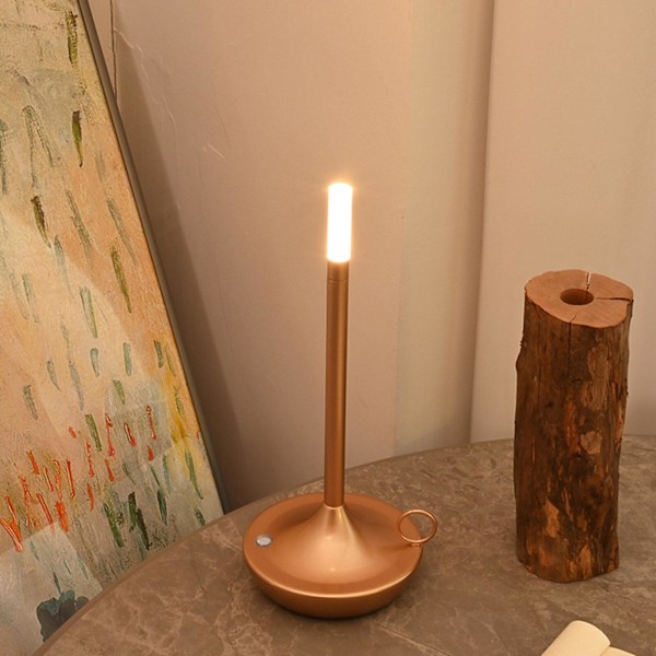 Bordlampe - Genopladelig Usb-c Trådløs Touch Lampe Camping Lys Multifarvet Gold